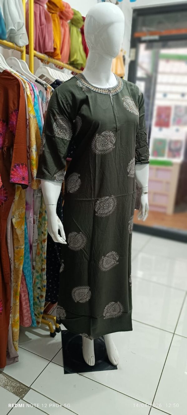 Stylish Printed Nighty – Soft Alfine & Rayon Fabric