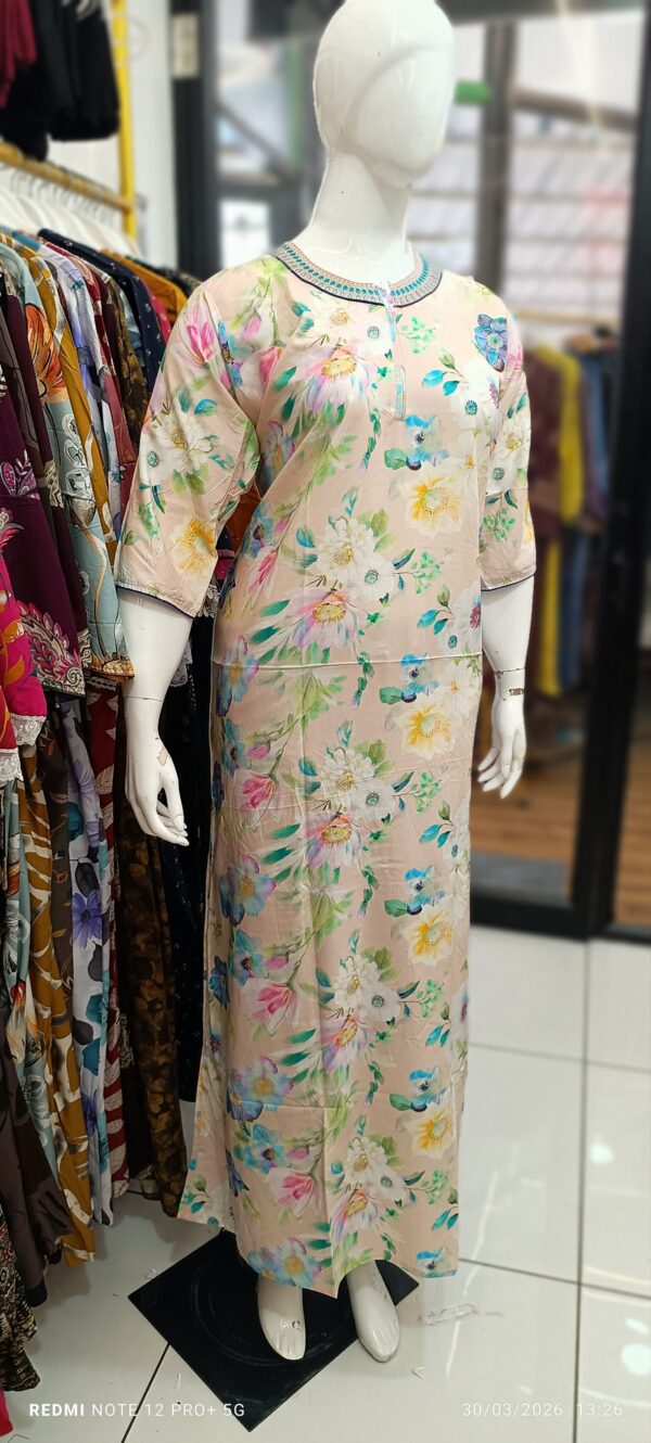 Elegant Peach Floral Printed Maxi Dress