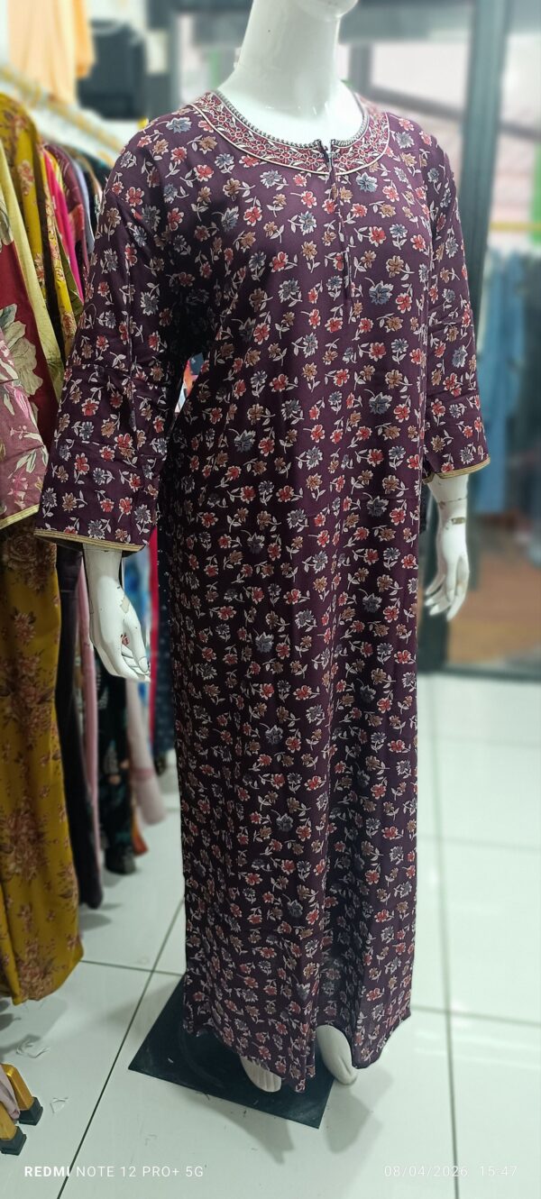 Classic Dark Violet Printed  Nighty