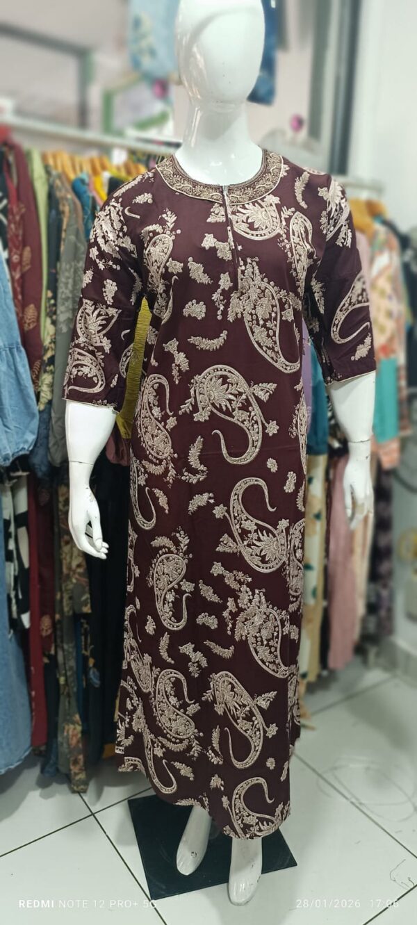 Elegant Maroon Paisley Printed Maxi Dress