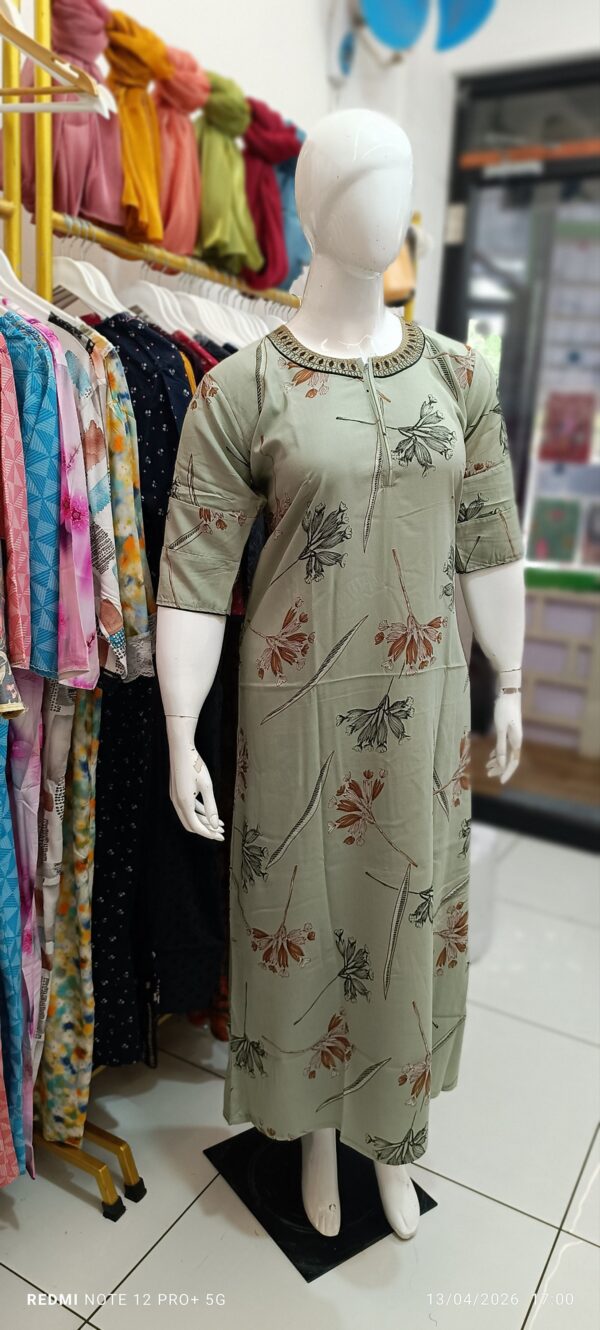 Elegant Pastel Green Floral Printed Maxi