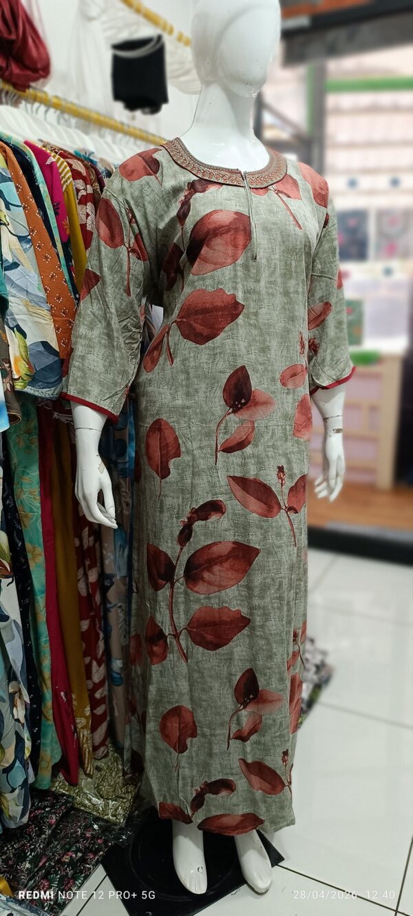 Olive Green Floral Print  Nighty