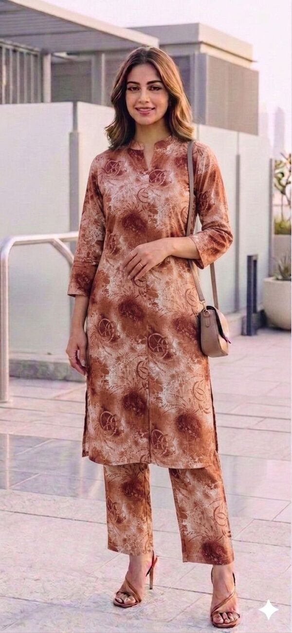 Earthy Bloom Printed Kurti Pant Set-152