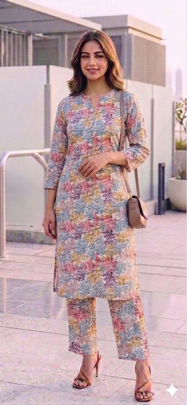 Autumn Leaf Printed Kurti Set-154