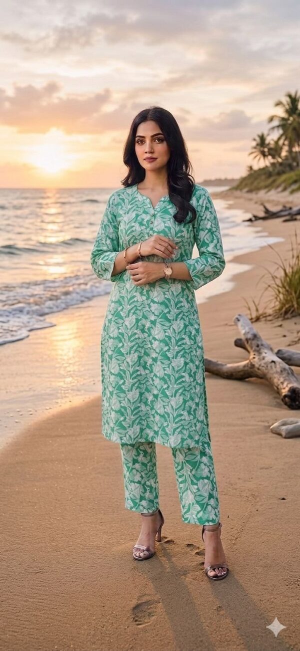 Mint Meadow Floral Kurta Pant Set-157